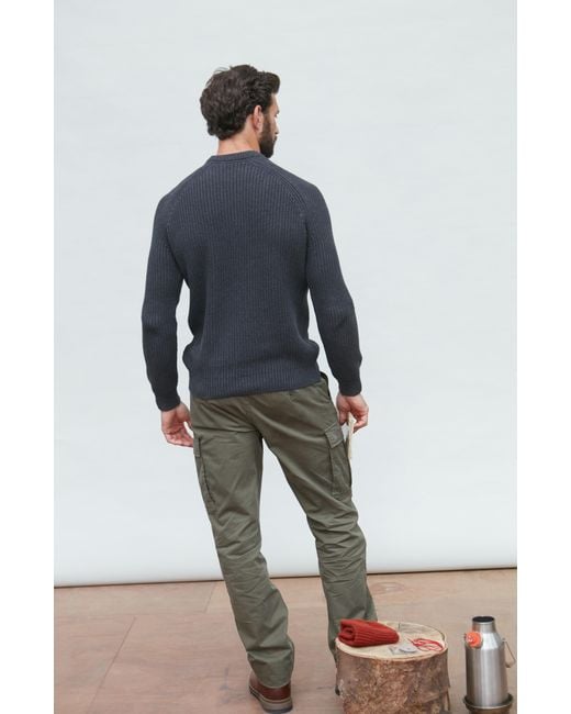 Paul James Knitwear Black Heavyweight Cotton Clark Fisherman Rib Knit Jumper for men