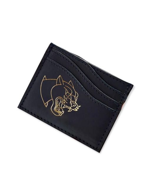 VIDA VIDA Black Panther Tattoo Leather Card Holder for men