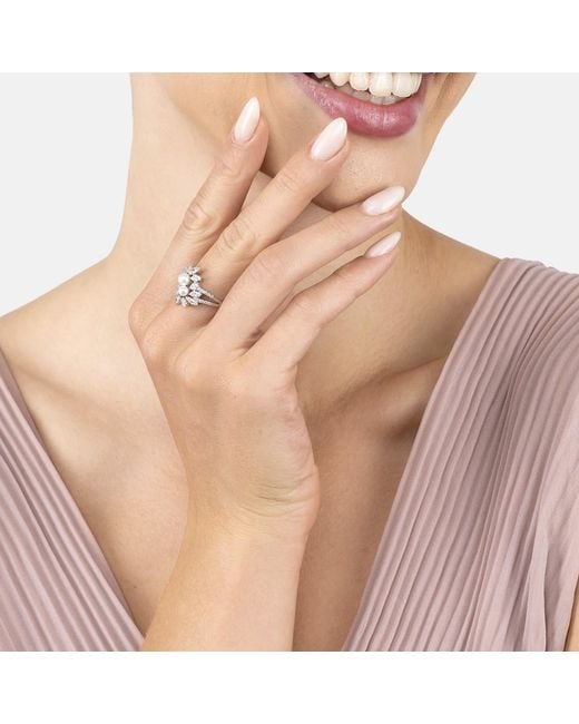 Latelita London Metallic Neutrals Marquise Cocktail Ring Pearl