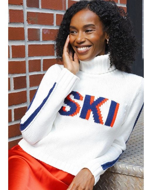 Ellsworth & Ivey White Jade Turtleneck Sweater
