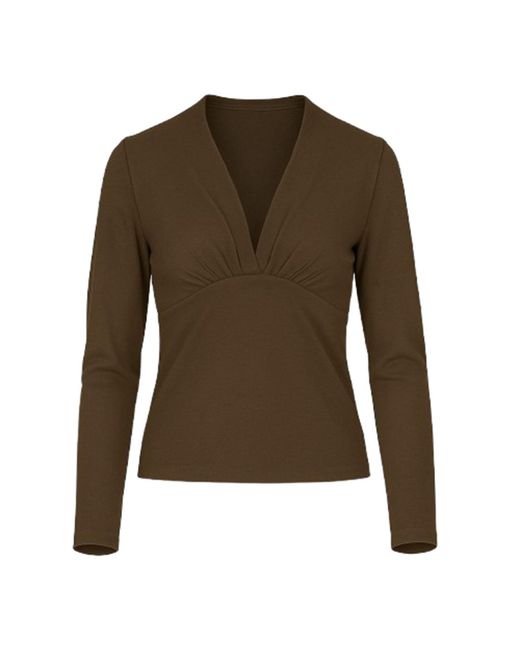 Conquista Green Seal Long Sleeve Faux Wrap Top