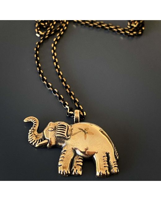 Ebru Jewelry Metallic Symbol Of Luck Elephant Long Chain Necklace