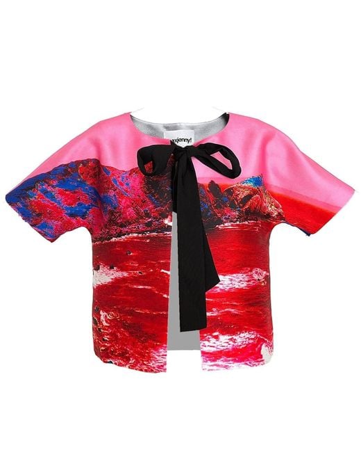 Maxjenny Red Cropped Jacket With Bow