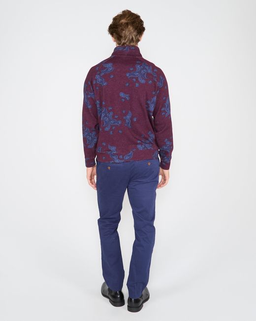 Lords of Harlech Blue Craig Montgat Paisley Quarter-Zip Sweater for men