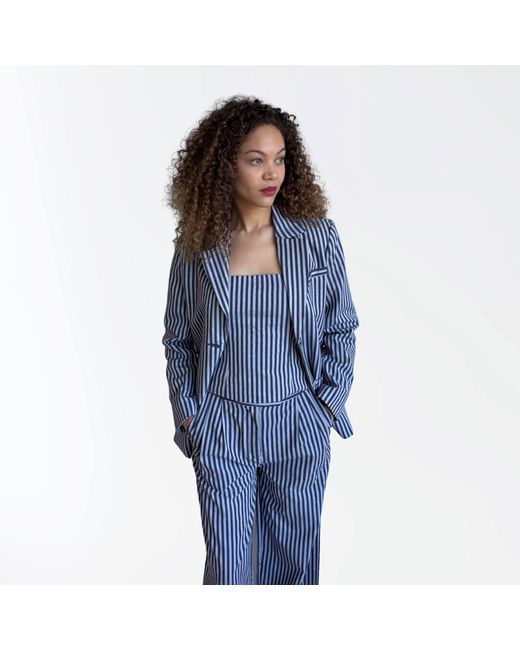London Atelier Byproduct Blue Striped Tailored Blazer