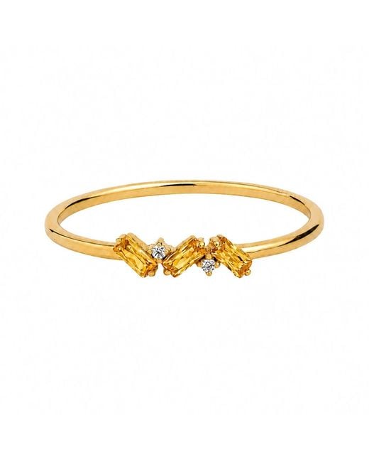 Belinda Jewelz Metallic Citrine Triple Baguette Birthstone Ring