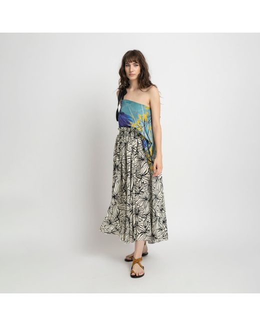 ARTISTA Gray Neutrals Rosy A-Line Midi Skirt