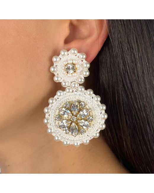 PINAR OZEVLAT Metallic Flower Drop Crystal