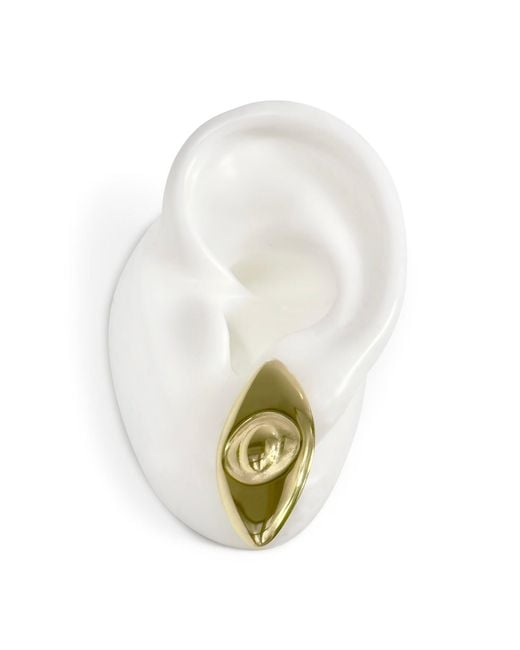 Jagged Halo Jewelry White Athena Evil Eye Stud Earrings