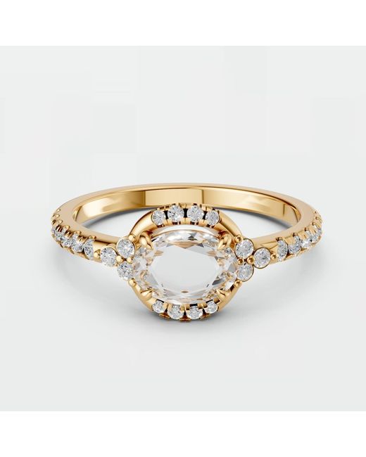 Aya Fine Jewelry Metallic Oval Lab Diamond Halo Ring