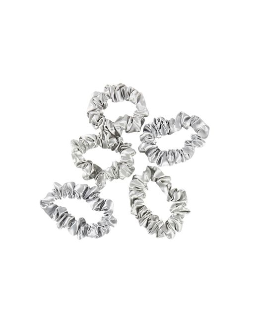 Soft Strokes Silk White Pure Mulberry Silk Mini Scrunchie Set Of Five
