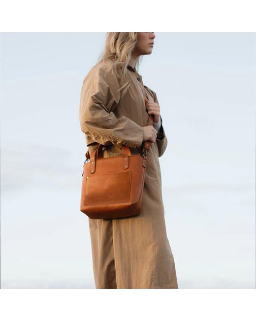 Hides Leather Co. Brown Handmade Mini Tote Hazelnut Crossbody Bag