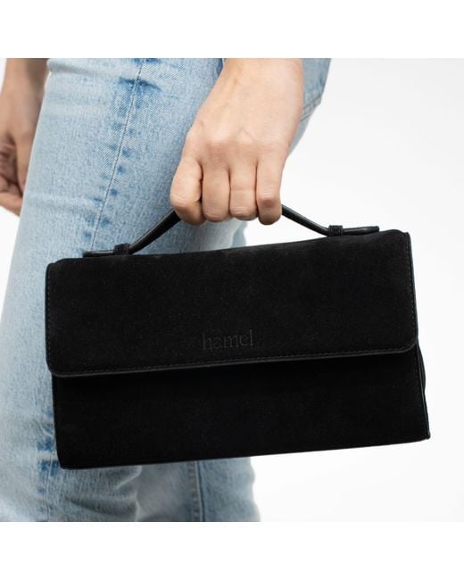 Hamel Atelier Black Avenue Suede Crossbody Bag