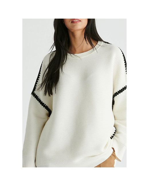 Paisie White Ribbed Jumper With Contrasting Embroidery