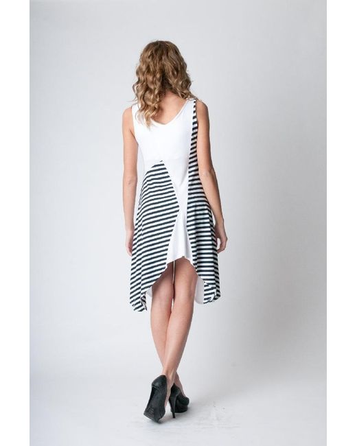 Conquista White Asymmetrical Stripe Detail Tunic