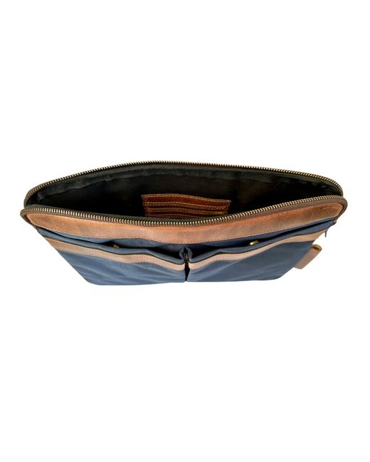 VIDA VIDA Blue Leather Trim Laptop Travel Pouch