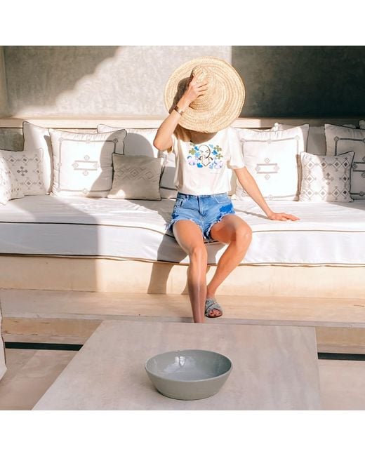 Boutique Kaotique Blue Neutrals Surrounded By Flowers Organic Cotton T-Shirt