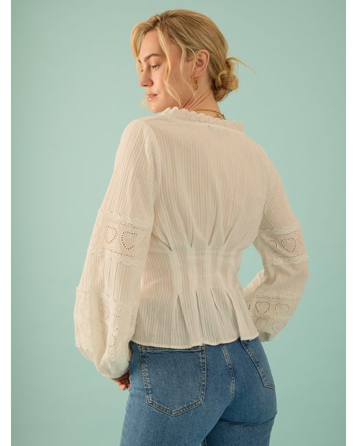 Rose & Nancy White Harri Cotton Heart Lace Blouse