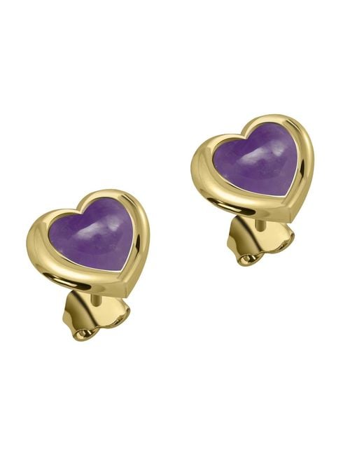 Lunaya Jewelry Metallic Amethyst Heart Studs