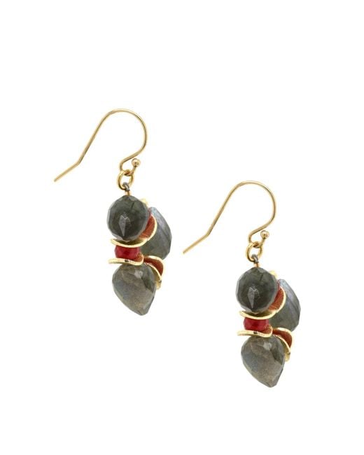 Lori Kaplan Design Metallic Signature Labradorite Bud With Ruby Earrings