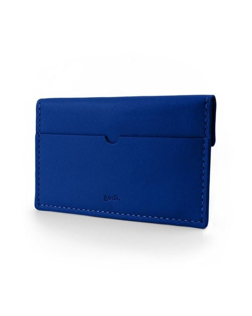 godi. Blue Handmade Compact Leather Coin And Card Holder