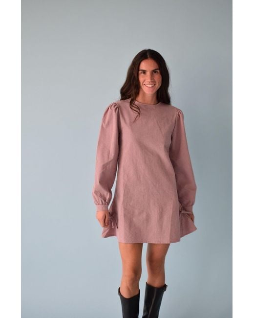 Mind Traveler Pink Elisa Burgundy Gingham Dress