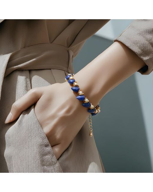 Lori Kaplan Design Blue Signature Lapis & Pearl Bracelet