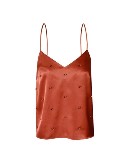 2KStyle Red Jenya Hand Embellished Spaghetti Strap Satin Camisole