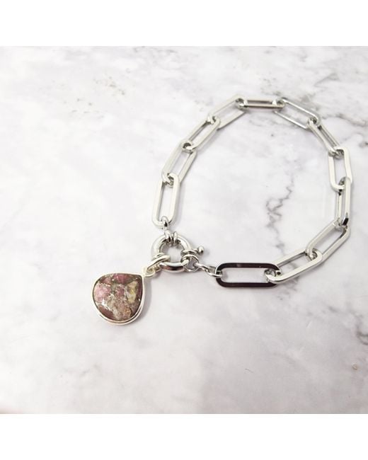 Harfi Metallic Tourmaline October Birthstone Paperclip Bracelet