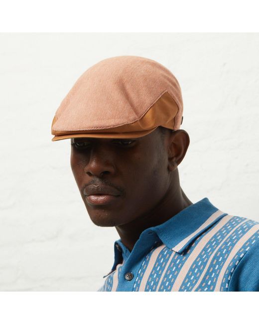 Dasmarca Hats Brown Dasmarca Brody Terracotta Cotton Summer Flat Cap With Bright Coloured Under Peak for men