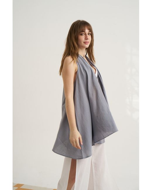 Unexpectedone Blue Wrapped By Waterfall Tunic