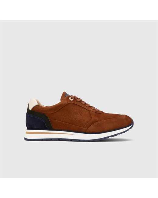 Ilvi Brown Renat Saddle--Khaki Split Suede Leather Sneaker for men