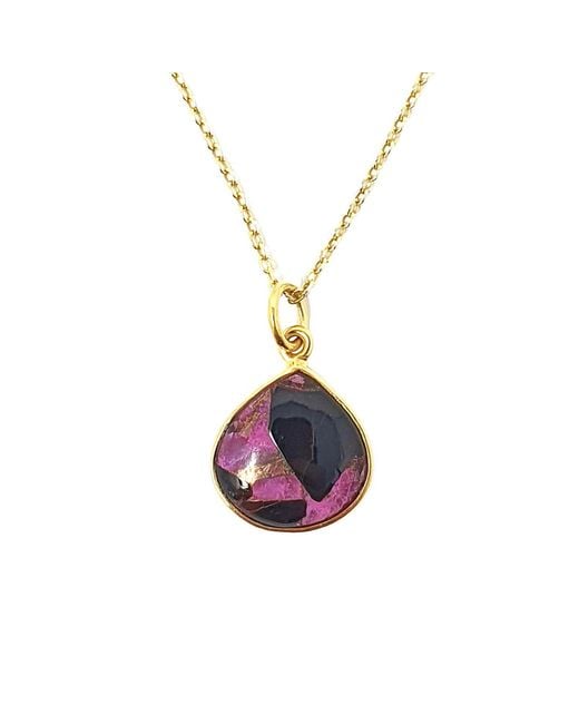 Harfi Pink Vermeil Plated Ruby July Birthstone Heart Charm Necklace