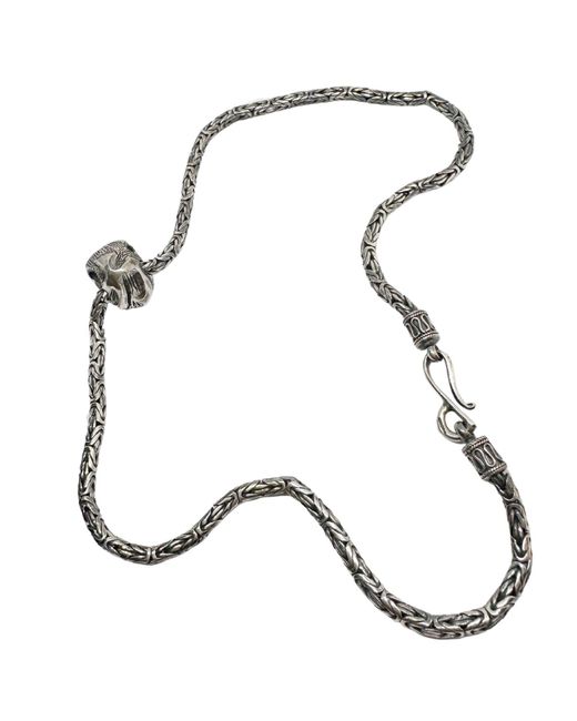 Tg-Jewellery by Tamara Gervasio Metallic Skull Japonese Sign Power Flat Byzantine Chain for men