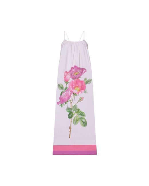 DHARA SHETH DUBAI Pink Rosé A Floral Spaghetti Strap Maxi Dress