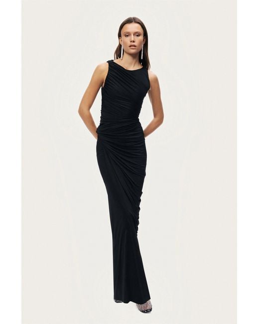 Nocturne Black Draped Sleeveless Maxi Dress