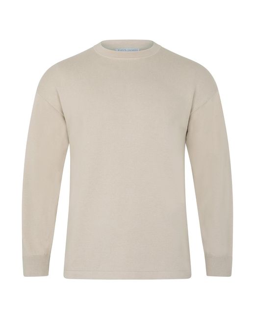 Paul James Knitwear Gray Neutrals Lightweight Cotton Ollie Oversized Knitted Top for men