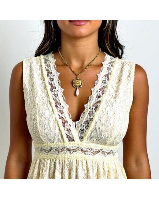 Caramel Vintage Jewellery Metallic Gaynor Pearl Medallion Necklace