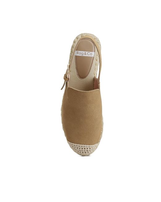 Rag & Co Natural Affie Genuine Suede Slingback Strap Espadrilles