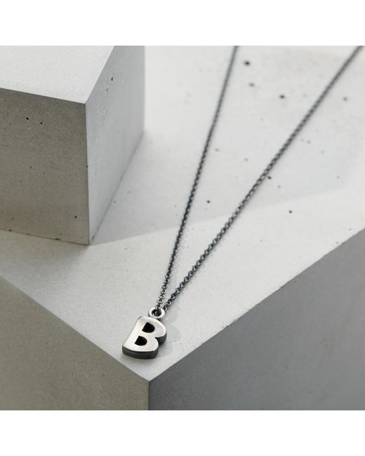 Posh Totty Designs Metallic Mens Silver Initial Necklace for men