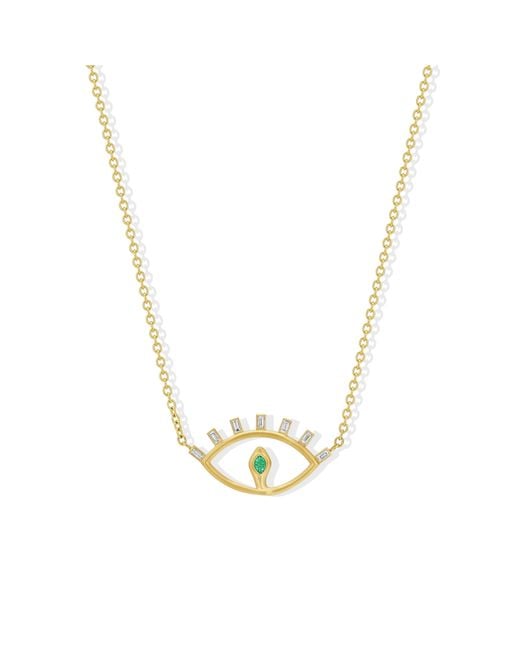 Jewelbird Metallic Emerald & Diamond Snake Eye Necklace