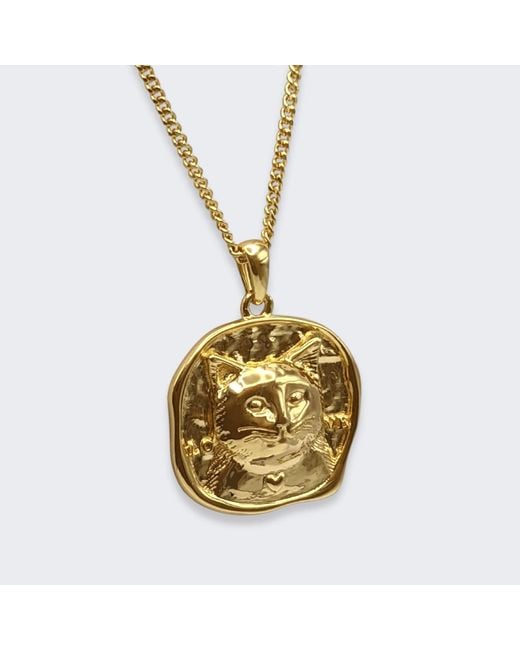Frenvyrn Metallic Lars 18K Vermeil Cat Coin Necklace for men