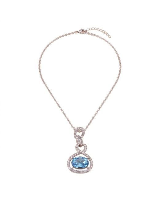 Modenaire Metallic Sapphire Crystal Snake Orb Pendant Necklace