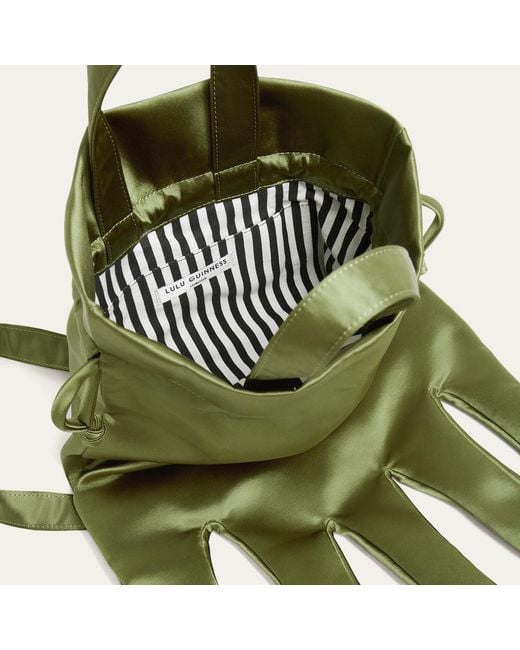 Lulu Guinness Green Khaki Satin Hand Backpack