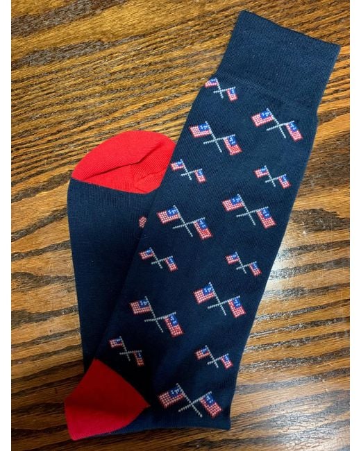 Lazyjack Press Blue Doodle Dandy Socks for men