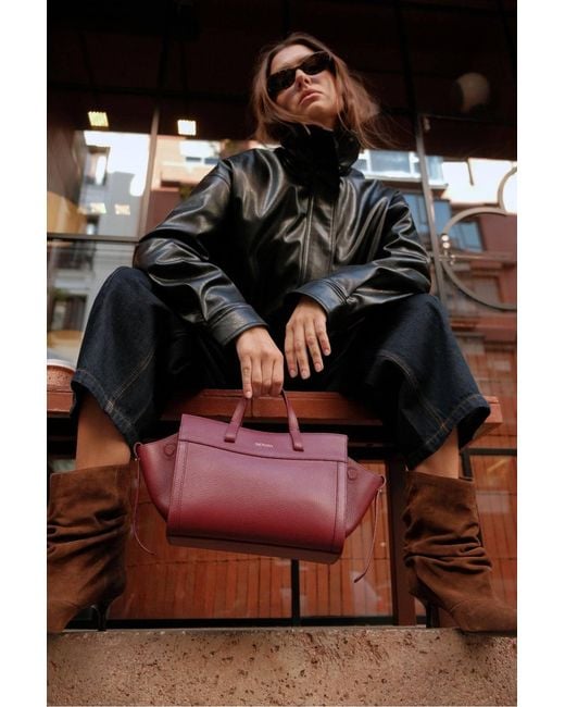 Saonara Brand Purple Mini Shopping Berry Leather
