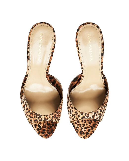 Ginissima Metallic Vicky Satin Clogs, Round Toe, Animal Print