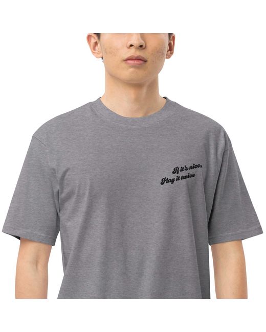 Anchor and Crew Gray Heather If It's Nice Play It Twice Disco! Cotton Embroidered Oversized T-Shirt for men