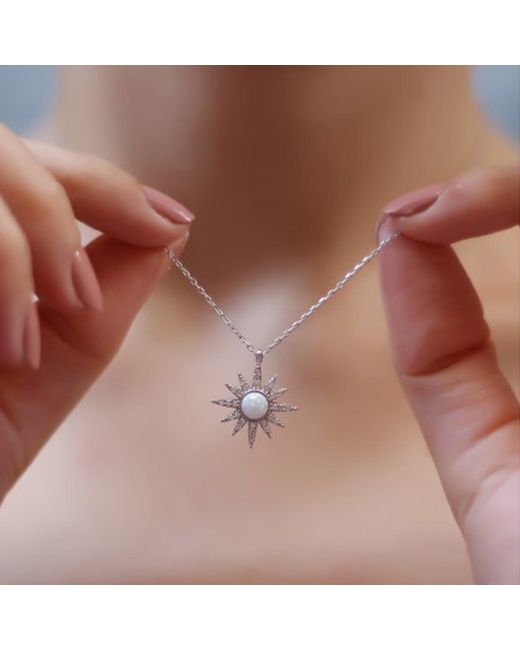 Spero London Metallic Opal Sun Sterling Necklace