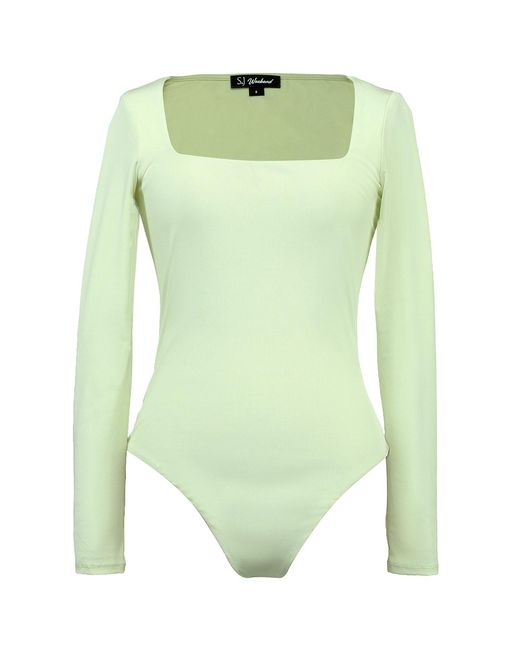 Smart and Joy Green Square-Neck Bodysuit